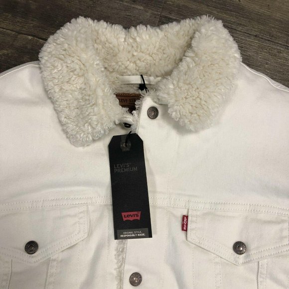 Levi's Premium Cozy Cocoon Sherpa Trucker Jacket M - Picture 4 of 11